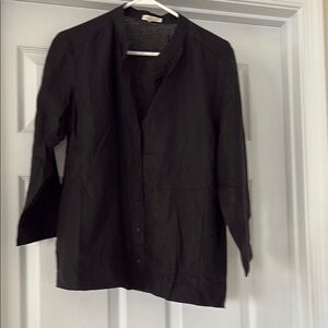 Eileen Fisher Black Button Down Shirt Relaxed Fit